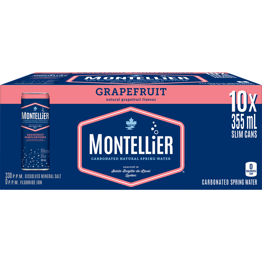 Montellier Cabonated Water, Pink Grapefruit, 10x355ml