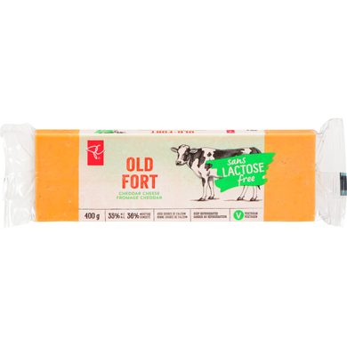 PC Lactose Free Cheese, Old Orange Cheddar, 400g