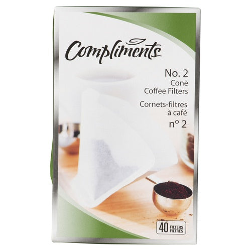 Compliments Coffee Filters, Cone #2, 40