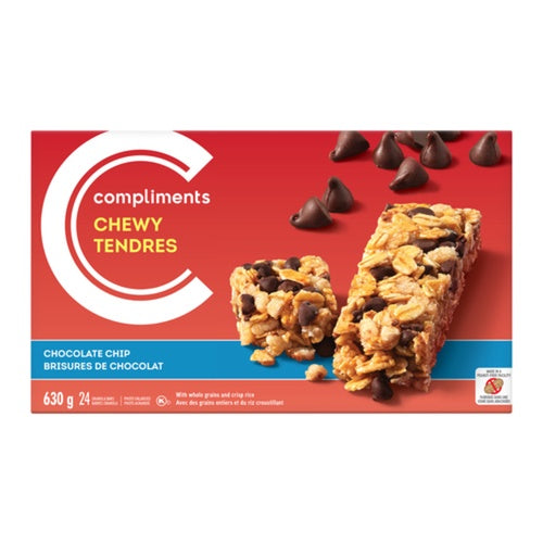Compliments Chocolate Chip Chewy Granola Bars, 24 bars