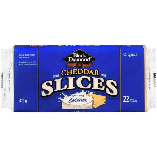 Black Diamond Cheese Slices, Orange Cheddar, 22 Slices, 410 g