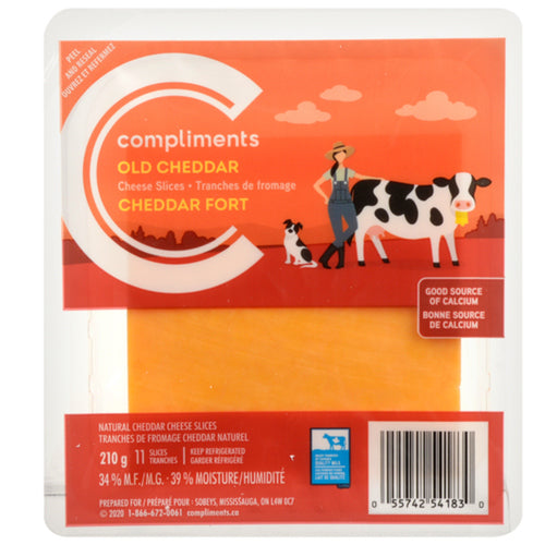 Compliments Cheese Slices, Old Cheddar, 210g