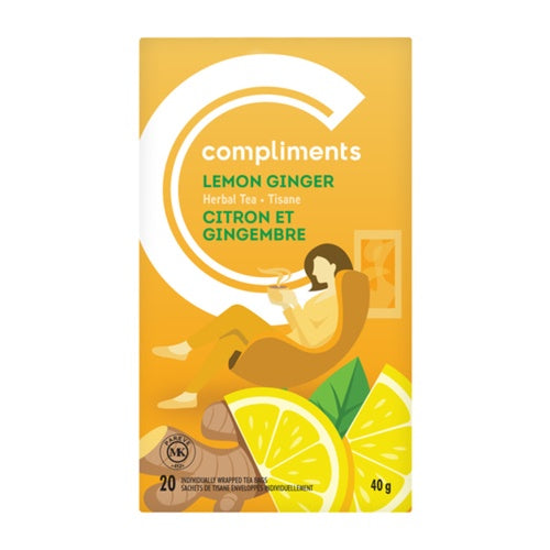 Compliments Tea Bags, Lemon Ginger, 20