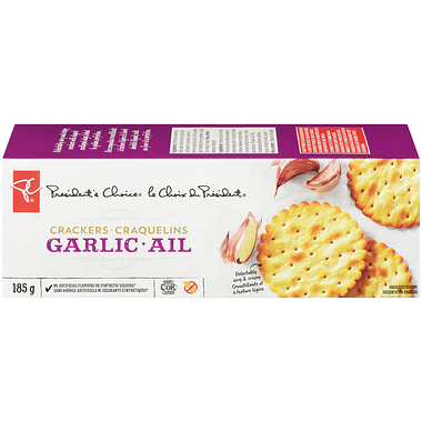 PC Scalloped Edge Crackers, Garlic, 185g