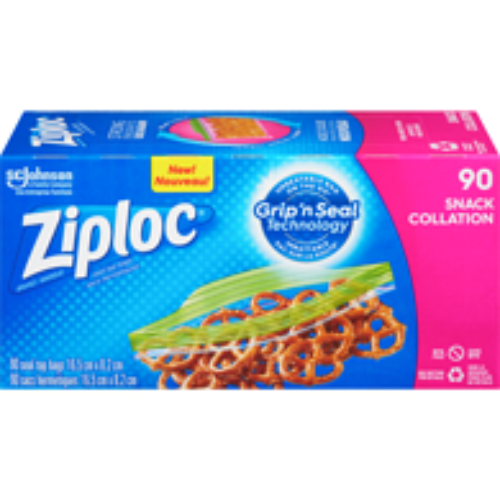 Ziploc Storage Bags, Snack with New Grip 'n Seal, 90