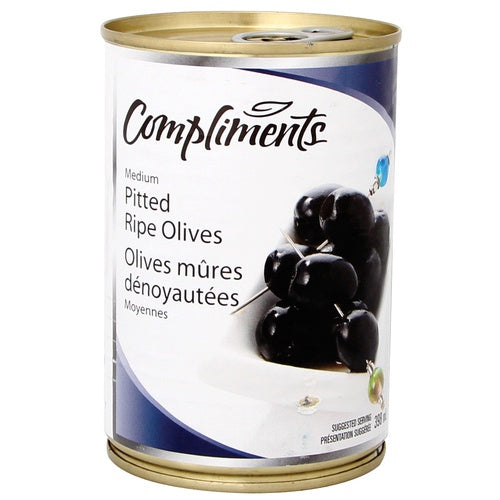 Compliments Pitted Black Olives, 398ml