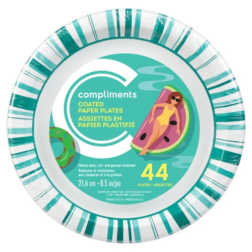 Compliments Coated Paper Plates, 8.5", 44