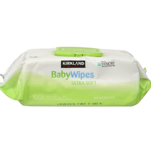 Kirkland Baby Wipes, Ultra Soft, Soft Pack with Flip Top Lids, 100 Wipes