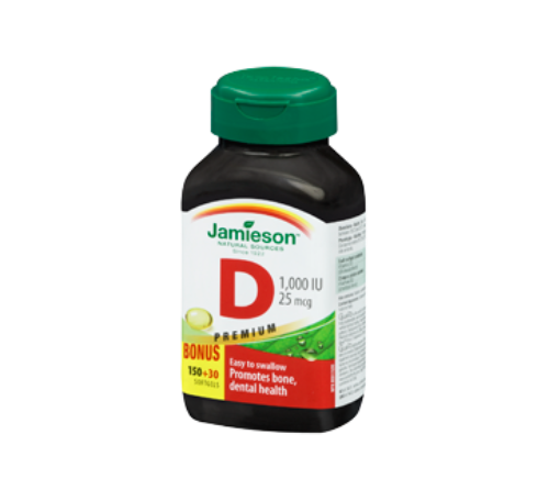 Jamieson Vitamins, D3, 1000 IU 150+30 Softgels Tabs
