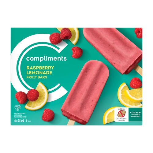 Compliments Raspberry Lemonade Fruit Bars, 6 X 75 mL