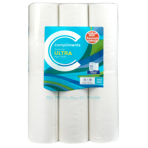 Compliments Paper Towel, Ultra 112s, 2 Ply, 12 pack