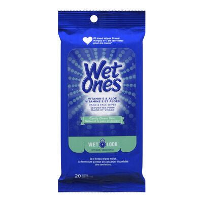 Wet Ones Hand & Face Wipes, Vitamin E & Aloe, 20 Wipes