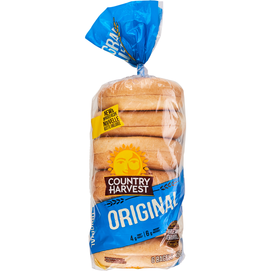 Country Harvest Original Bagels, 6 Bagels, 450g