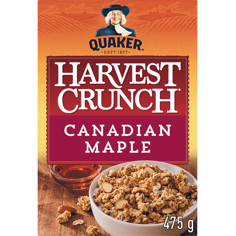 Quaker Granola Cereal, Harvest Crunch, Canadian Maple, 475g
