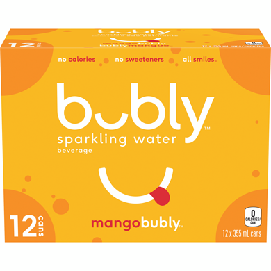 Bubly Sparkling Water, Mango, 12x355ml