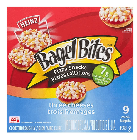 Heinz Bagel Bites, Three Cheese, 9 mini bagels, 198 g