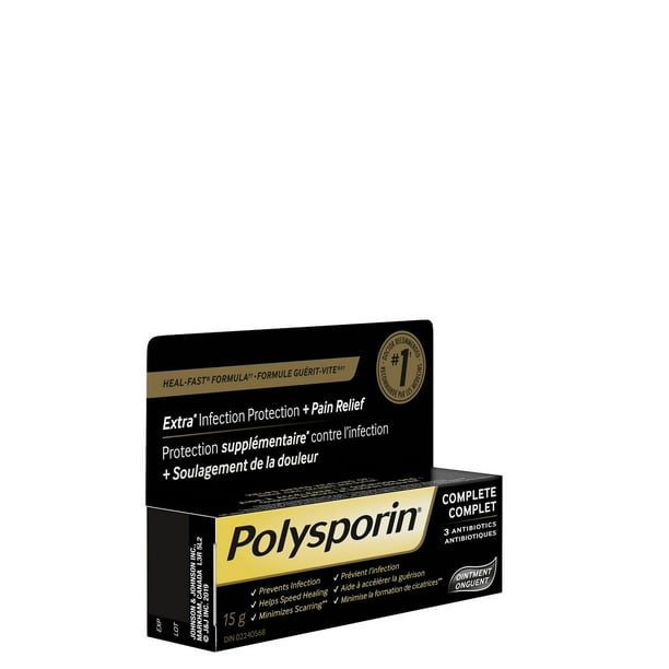 Polysporin, Complete 3 Antibiotics + Pain Relief Enriched Heal-Fast Formula, 15g