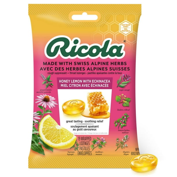 Ricola Lozenges, Honey Lemon w, Echinacea, 19