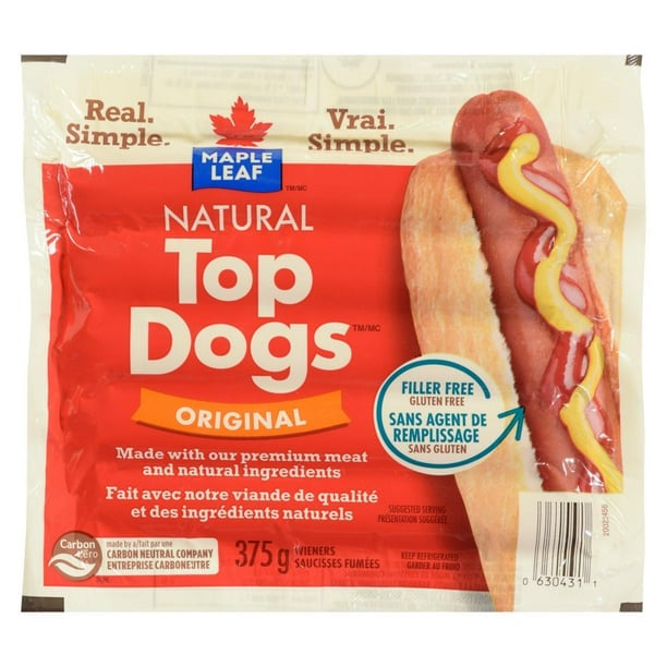 Maple Leaf Weiners, Top Dogs Original, 375 g