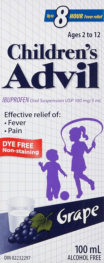 Advil, Children's Ages 2-12, Dye Free Grape, 100 mL