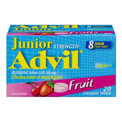 Advil Junior Strength, Chewable, Ages 2-12, Fruit Flavor, 20