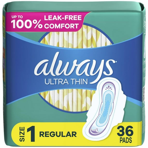 Always Ultra Thin Pads with Wings, Size 1, Regular, 36