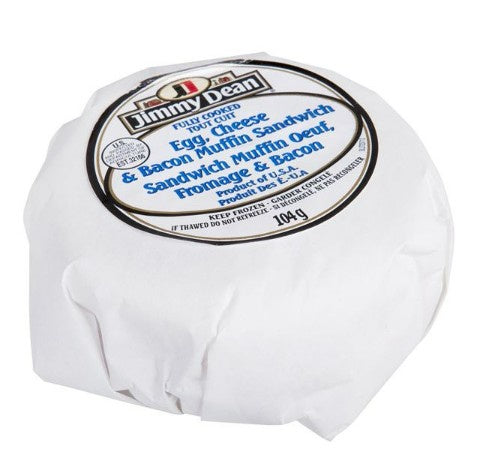 Jimmy Dean Bacon Egg & Cheese Breakfast Sandwich, Frozen, 104 g