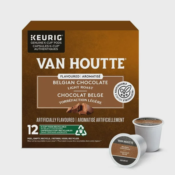 Van Houtte Belgian K-Cup Coffee Pods, Belgian Chocolate, 126 g, 12-count