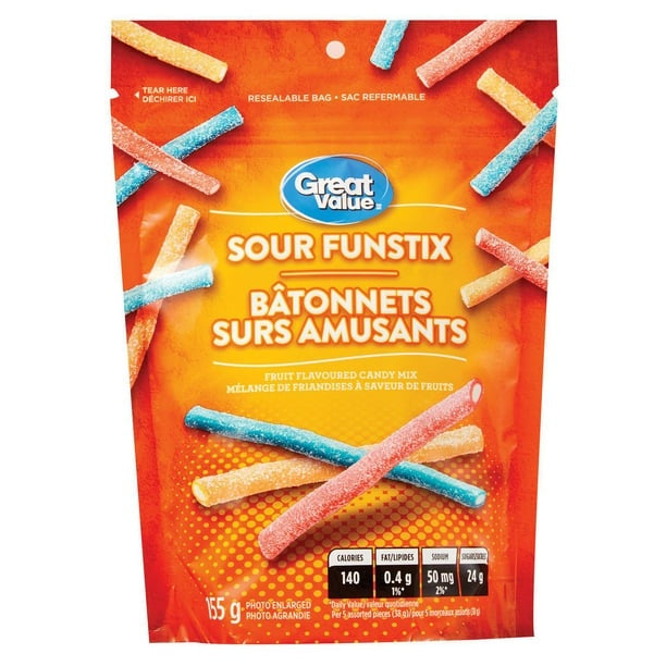 Great Value Candy, Sour Funstix, 155g