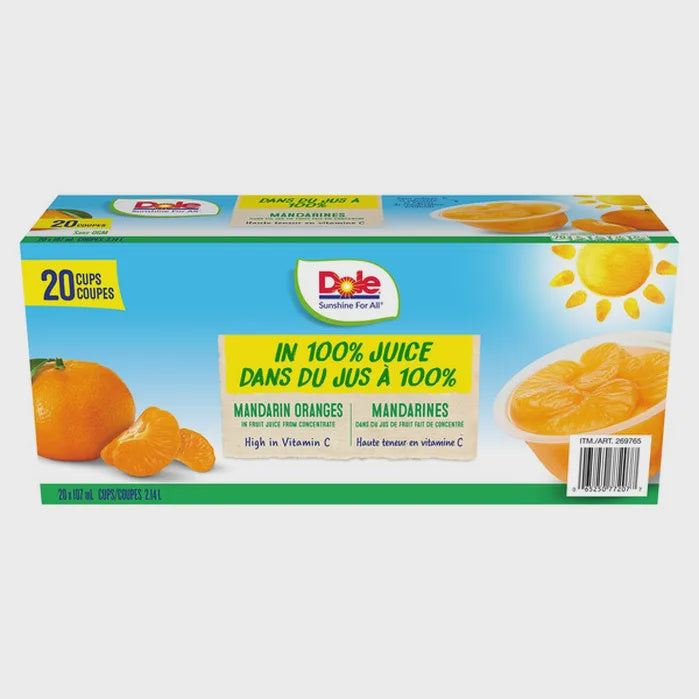 Dole Mandarin Oranges in Fruit Juice, 20 cups x 107ml