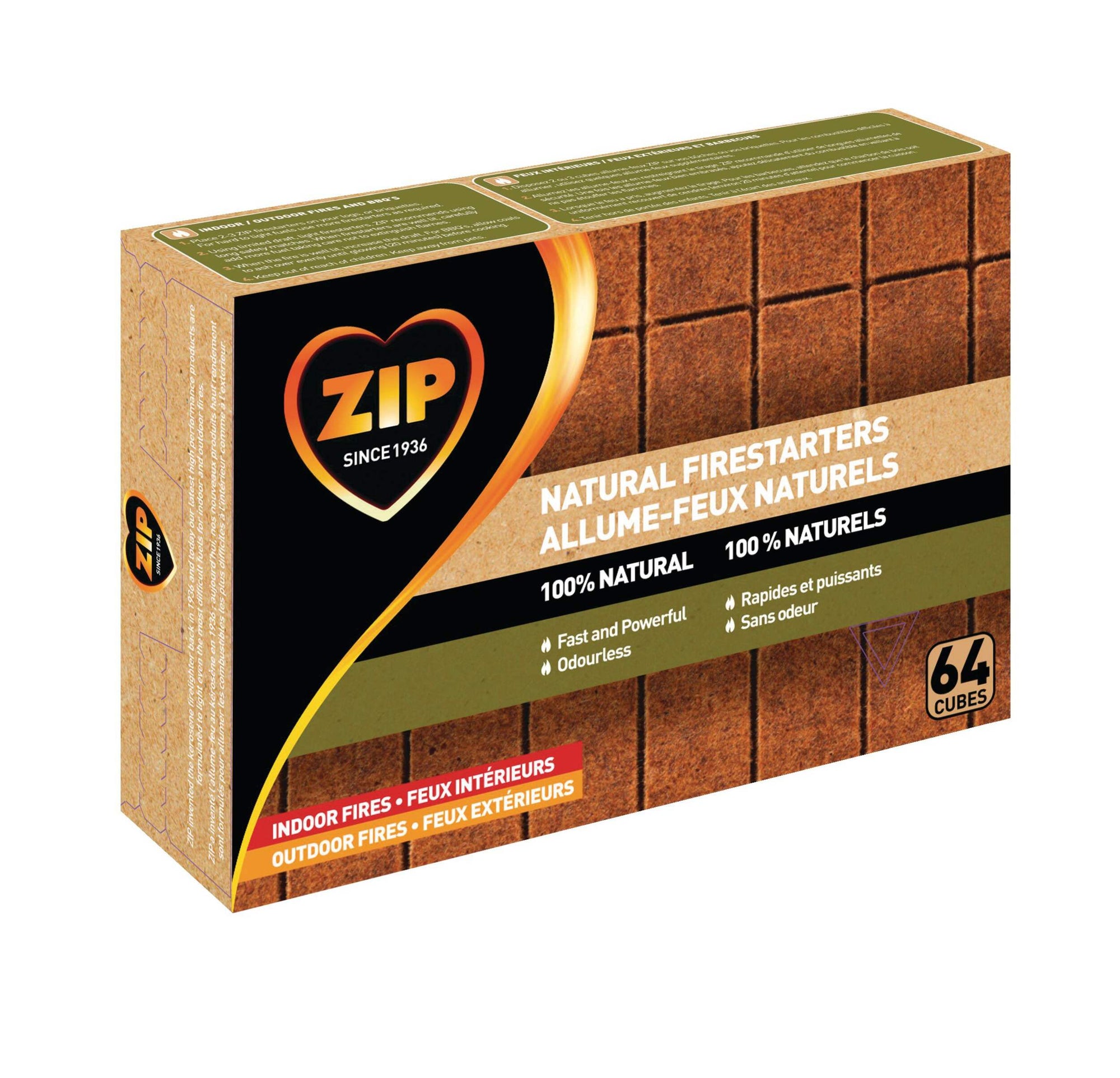 Zip Natural Fire Starters, 100% Natural, 64 Cubes