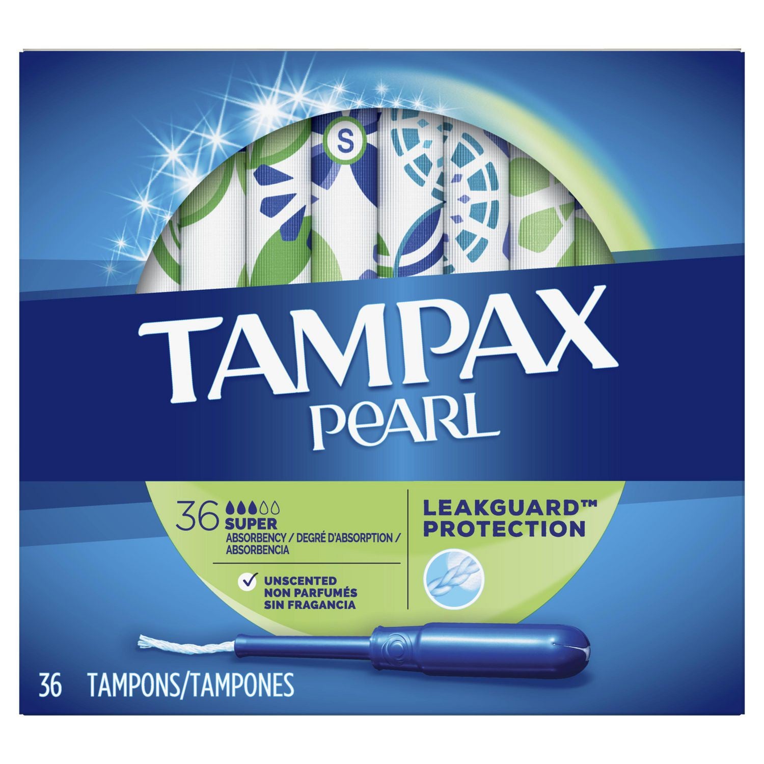Tampax Peal, Leakguard Protection Unscented Super, 36 ct
