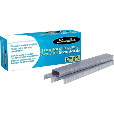 Swingline Standard Staples, Fits all Standard Staplers, 25,000 staples/210 per strip, 5 boxes