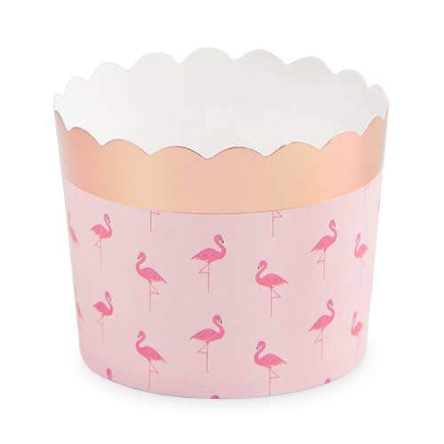 Cakewalk Treat Cups, Flamingo/Gold,  2.75"x2", 18 cups