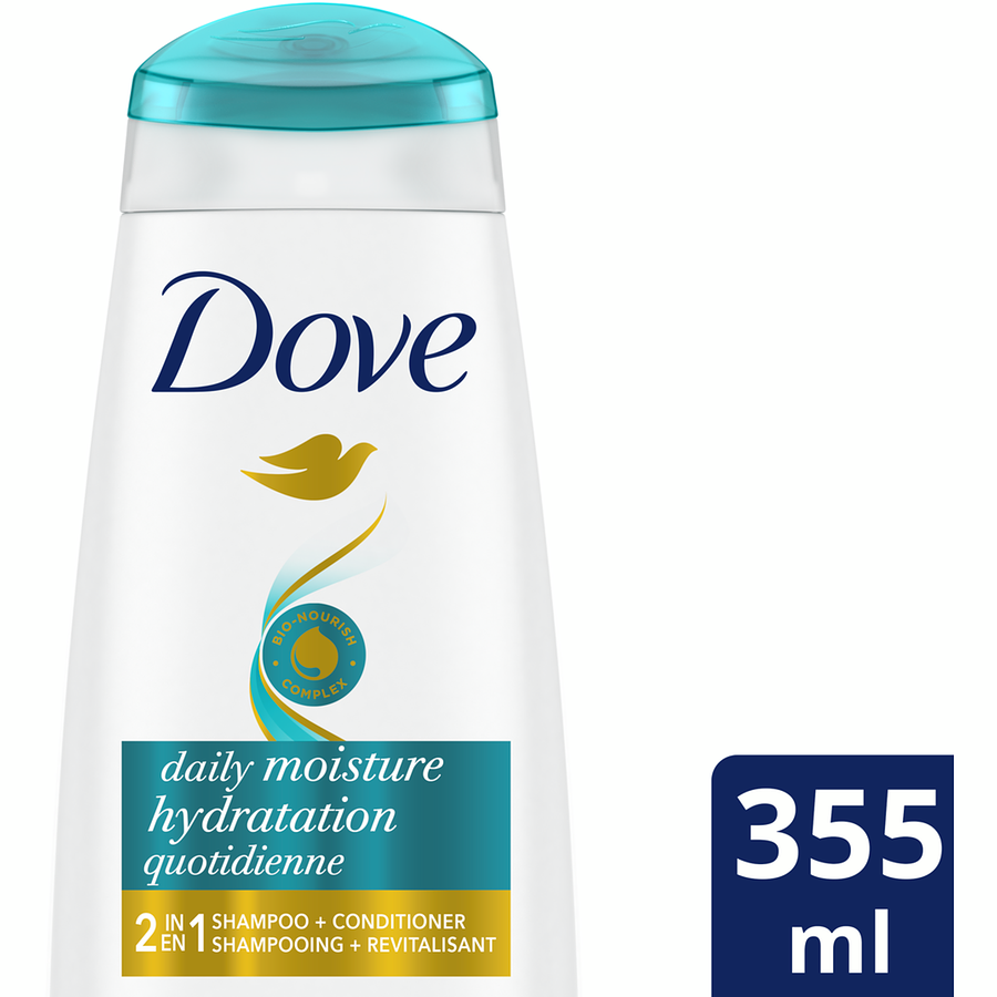 Dove Hair Care, 2 IN 1 Shampoo + Conditioner, Daily Moisture, 355 mL
