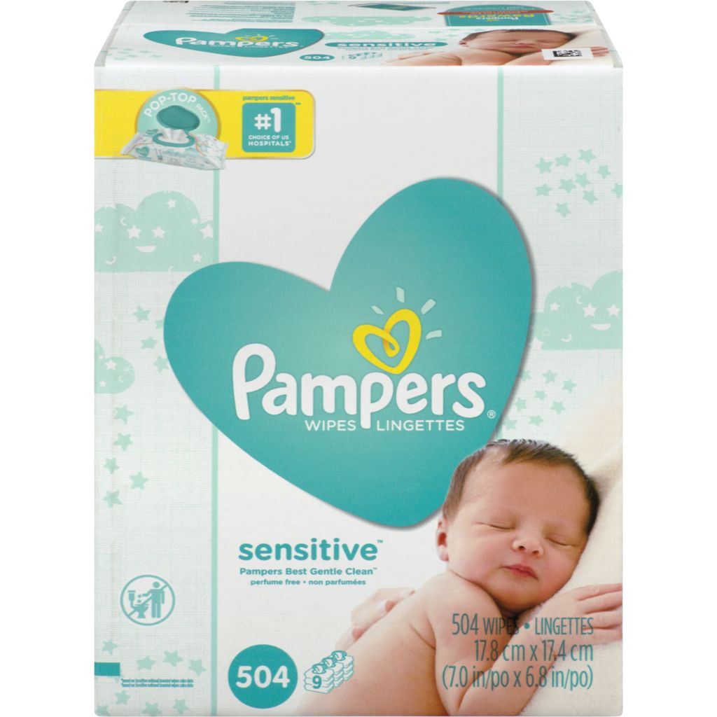 Pampers Baby Wipes, Sensitive Fragrance Free,  Pop-Top Packs, 6 x 84, 504