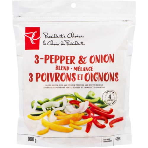 PC Frozen Vegetables,  3-Pepper & Onion Blend, 500g