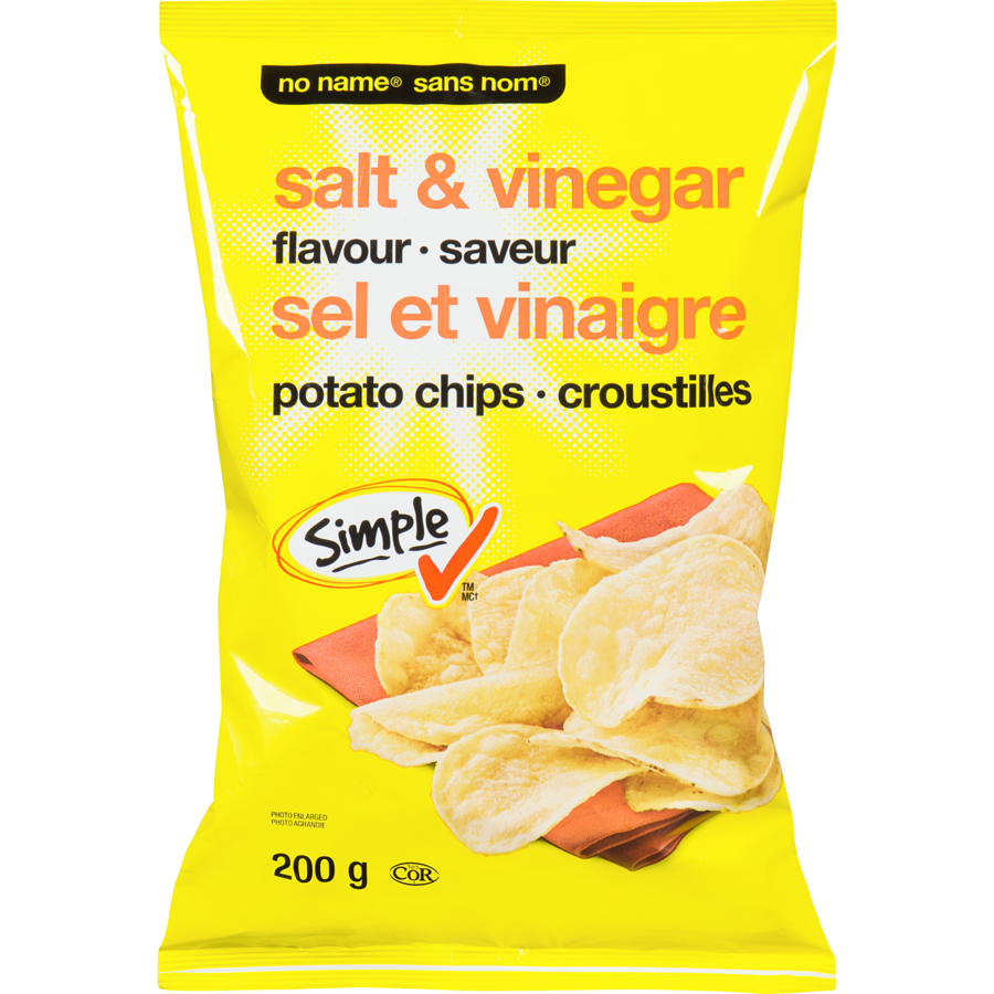 No Name Potato Chips, Salt & Vinegar, 200g