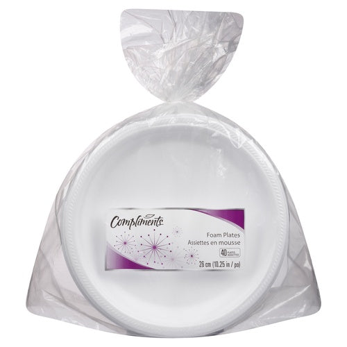 Compliments Foam Dinner Plates,  10.25 in, 40 Plates