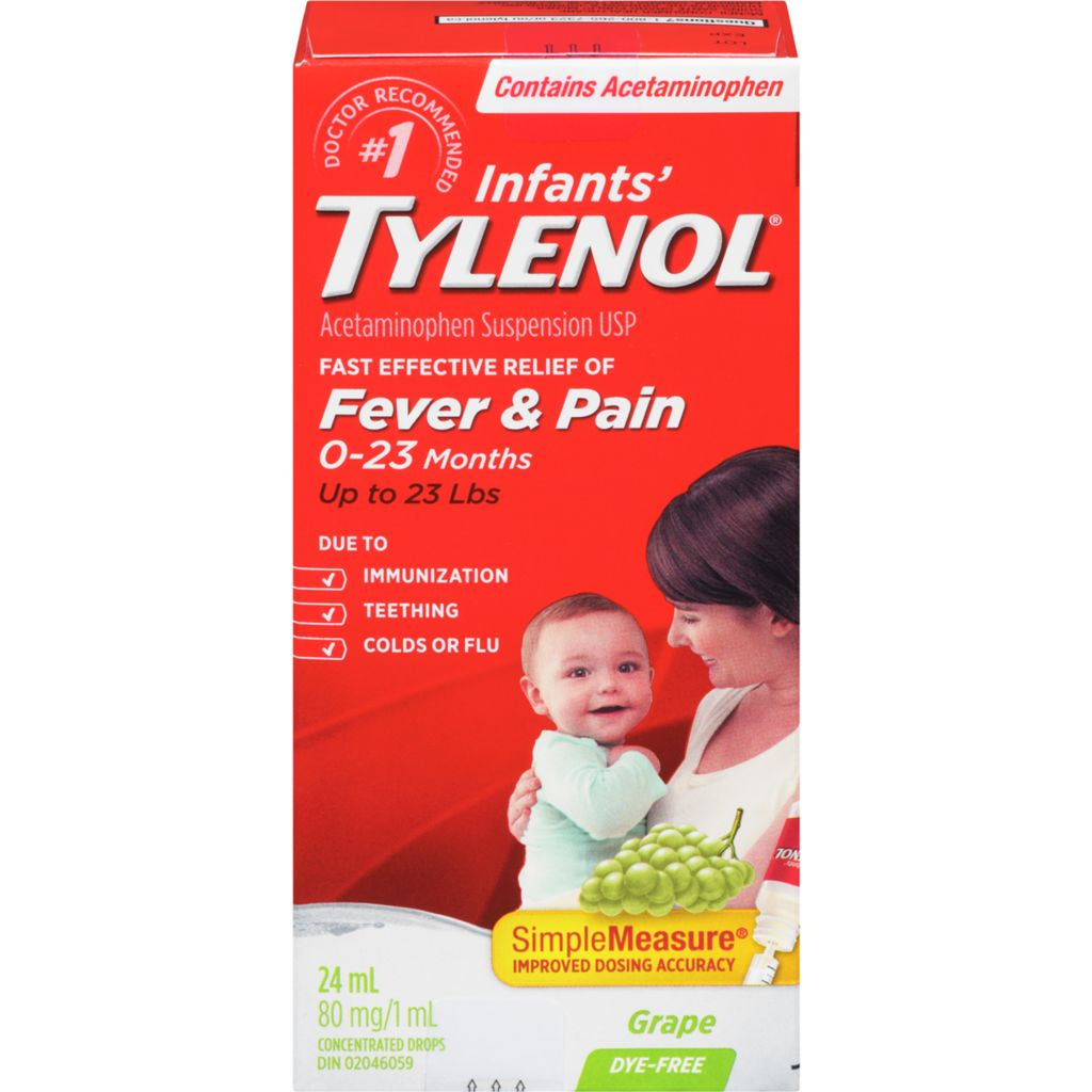 Infant's Tylenol,0-23 months, Dye-Free Grape, 24 mL