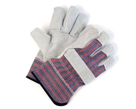 Grey Split Leather Work Gloves, 12 pack