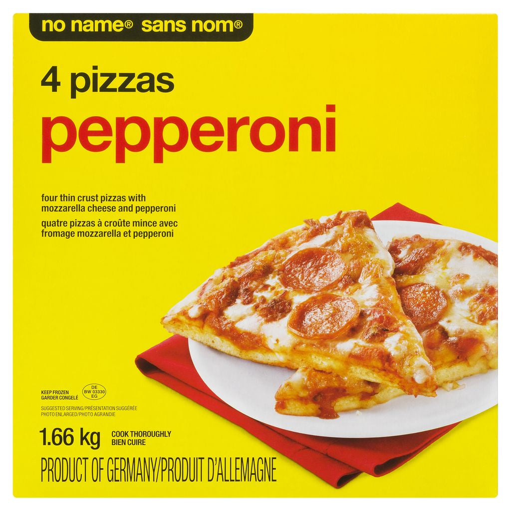 No Name Pizza, Pepperoni, 4 per Box, 1.66 kg