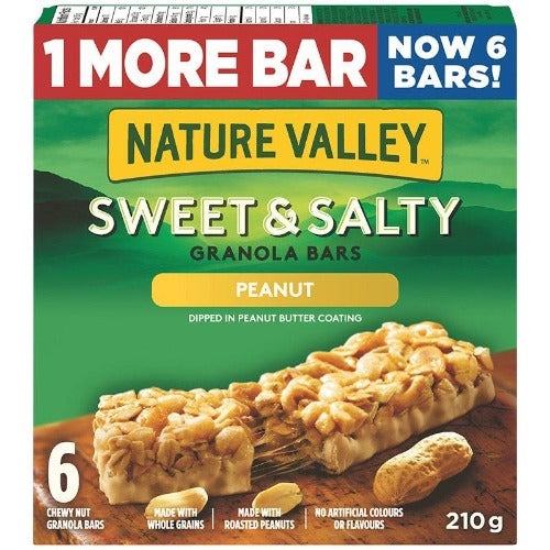 Nature Valley Sweet & Salty Granola Bars, Peanut, 6, 210g