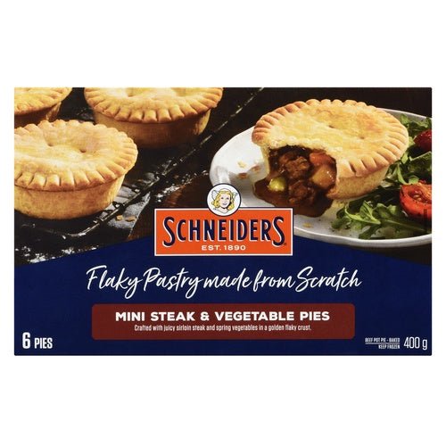 Schneider's Meat Pies, Steak & Vegetable, 6 Pack, 400g
