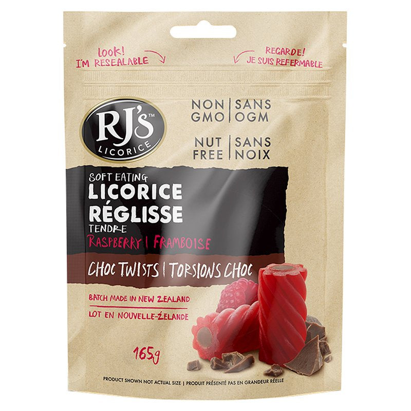 RJ's Soft Licorice, Rasberry&Chocolate Twists, 165g