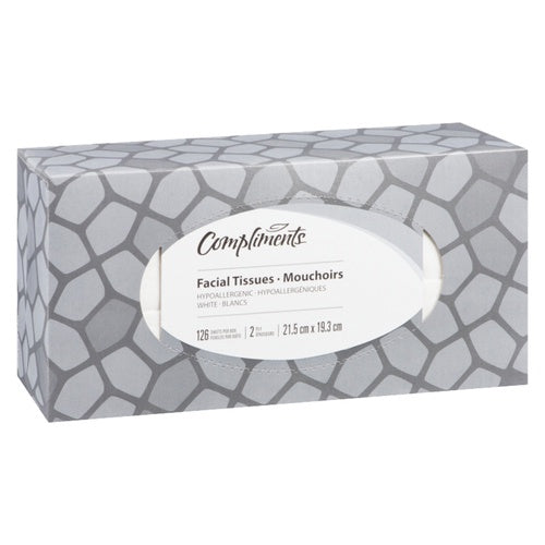 Compliments Facial Tissue,  2 Ply 126 Sheets, Individual Single Box