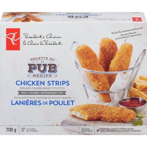 PC Chicken Strips, Pub Recipe, Fully Cooked, 700 g