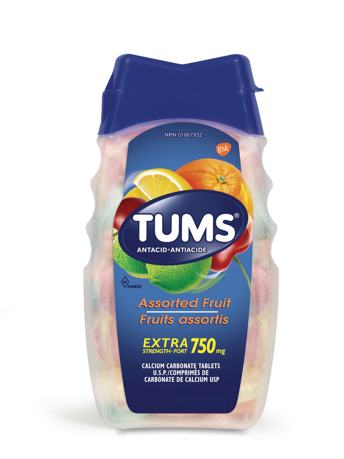 Tums Antacid, Assorted Fruit, Extra Strength, 100Count