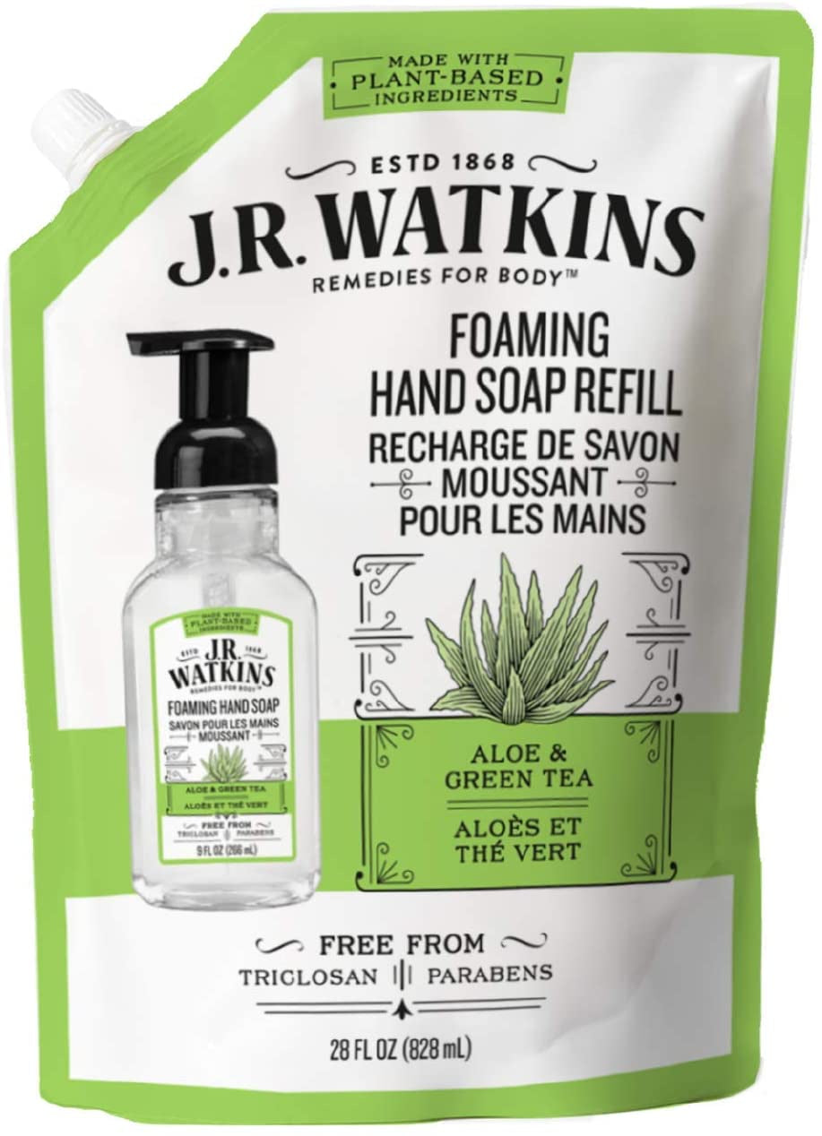 J.R. Watkins Foaming Hand Soap Refill, Aloe & Green Tea, 828ml