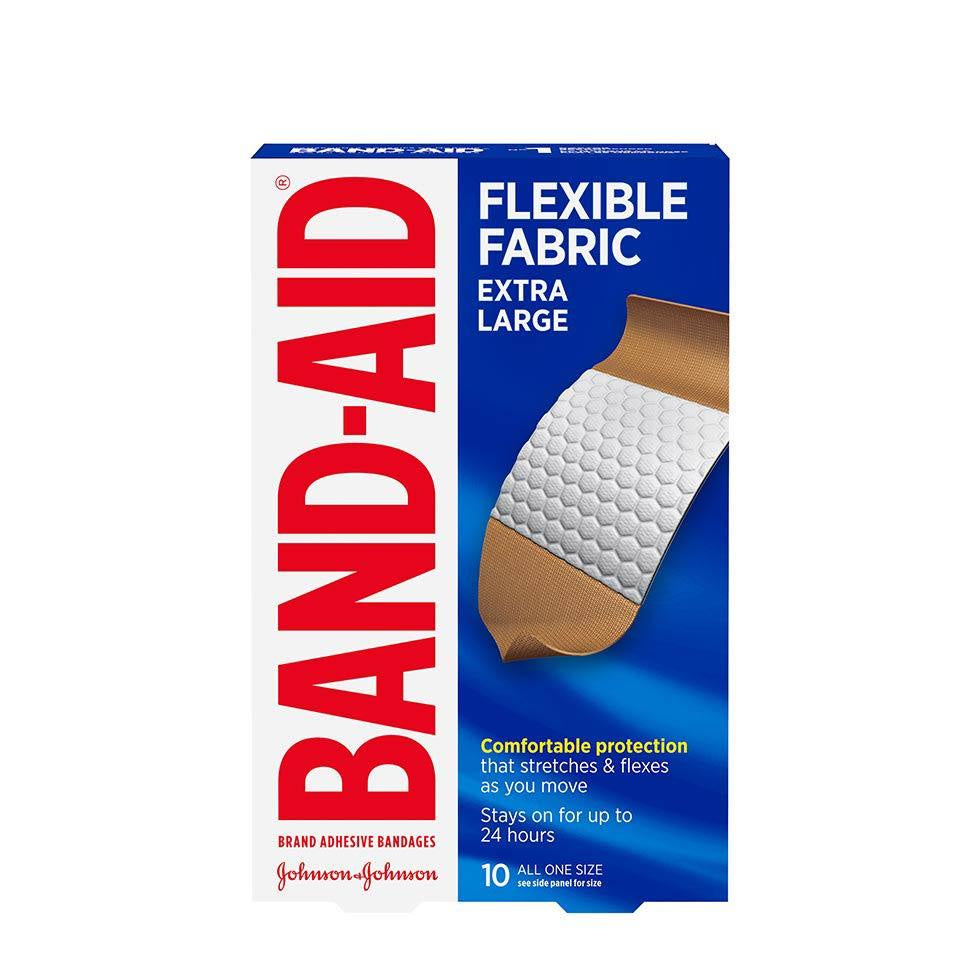 Johnson&Johnson Band-Aid, Extra Large Flexible Fabric Comfortable Protection, 10 count